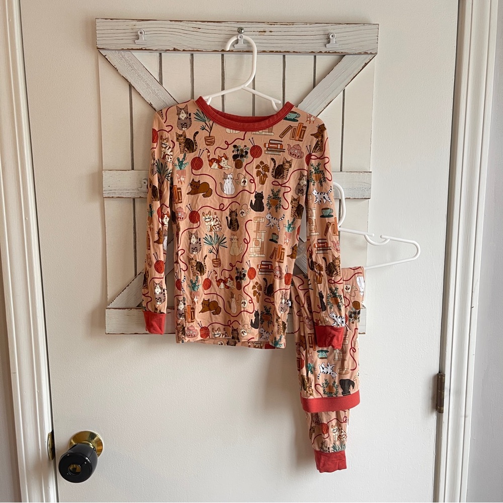 Cute Cat Print Bamboo Pajama Set